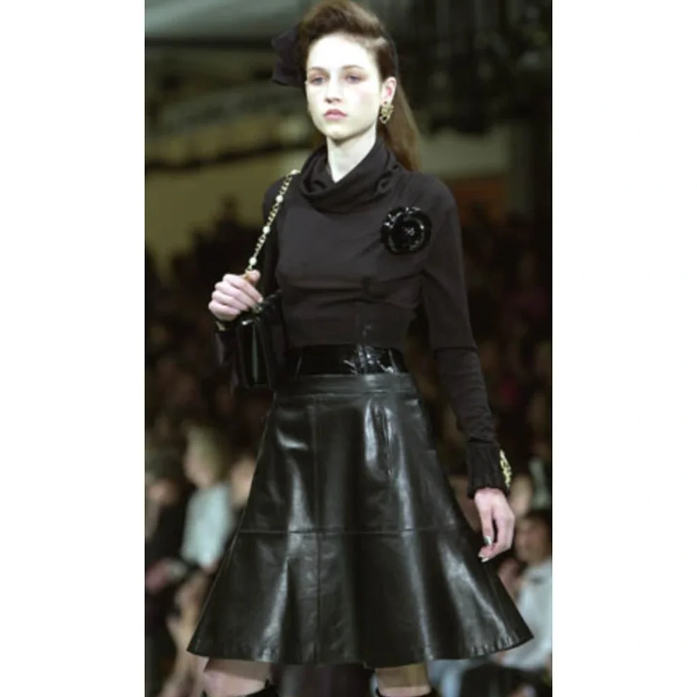 Chanel Chocolate Brown Lambskin Skirt – Size 42